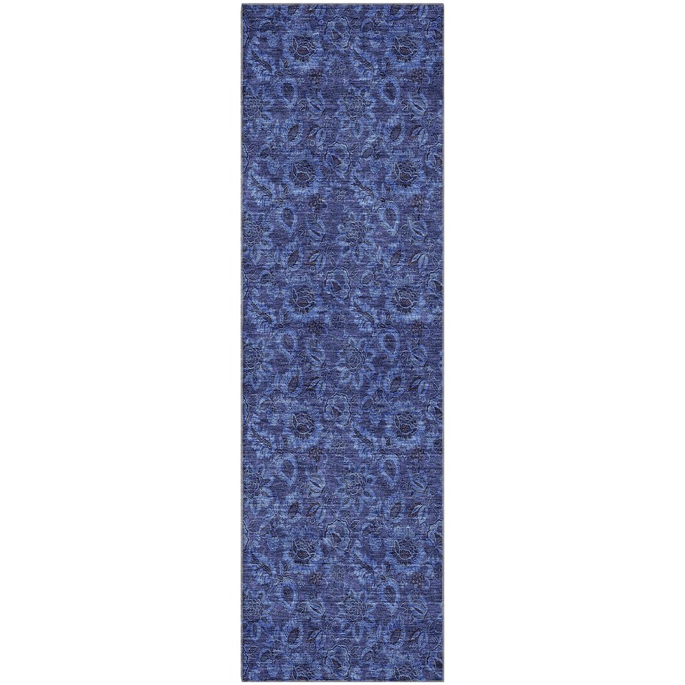 Premium Machine Washable Mayfield AMF661 Navy 2'3" x 7'6" Runner Rug. Picture 1