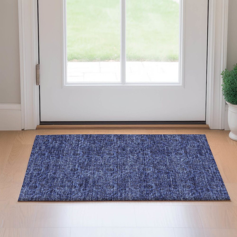 Premium Machine Washable Mayfield AMF661 Navy 1'8" x 2'6" Rug. Picture 5