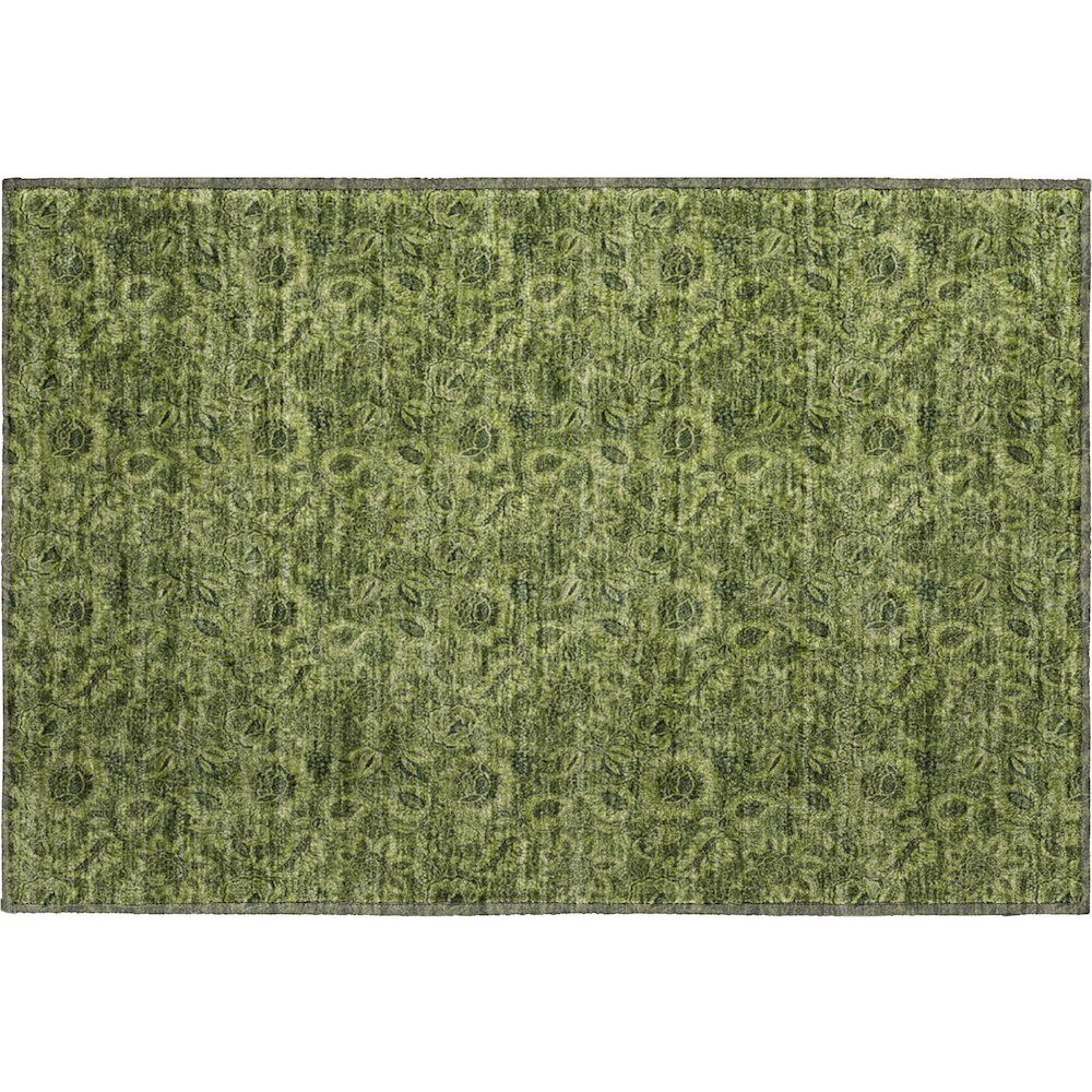 Premium Machine Washable Mayfield AMF661 Olive 1'8" x 2'6" Rug. Picture 1