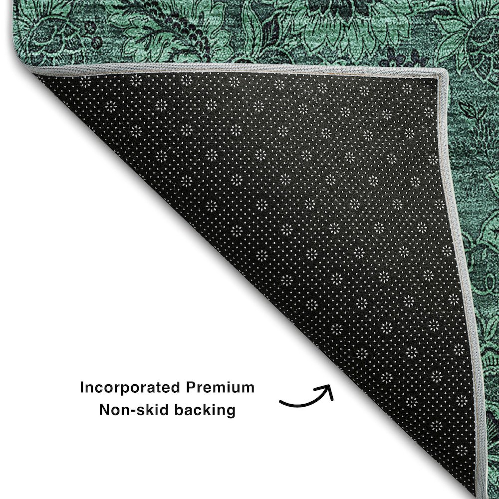 Premium Machine Washable Mayfield AMF661 Teal 1'8" x 2'6" Rug. Picture 2