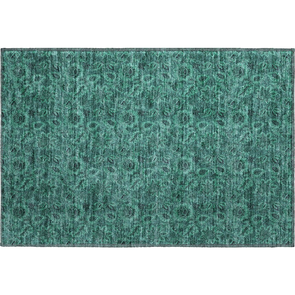 Premium Machine Washable Mayfield AMF661 Teal 1'8" x 2'6" Rug. Picture 1