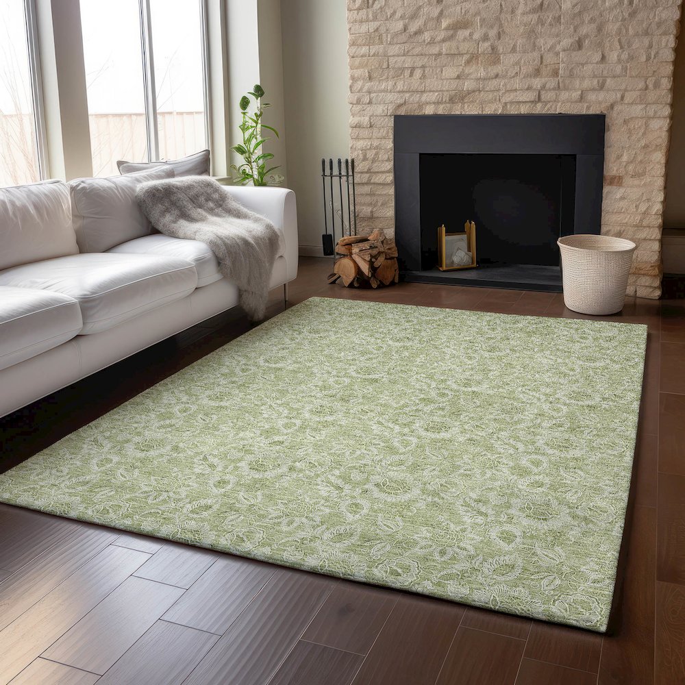 Premium Machine Washable Mayfield AMF662 Aloe 2'6" x 3'10" Rug. Picture 6