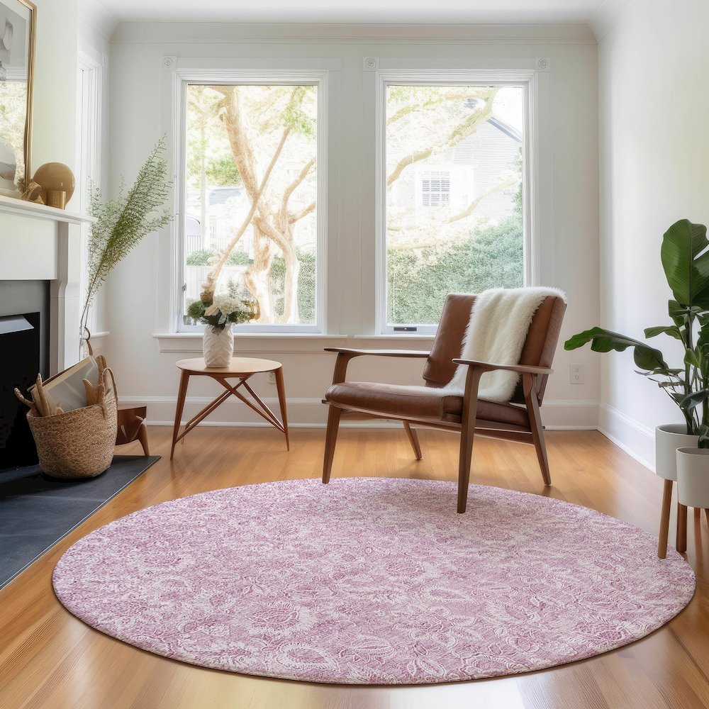 Premium Machine Washable Mayfield AMF662 Blush 8' x 8' Round Rug. Picture 5