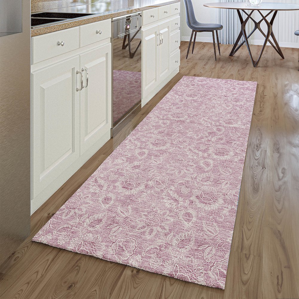 Premium Machine Washable Mayfield AMF662 Blush 2'3" x 7'6" Runner Rug. Picture 5