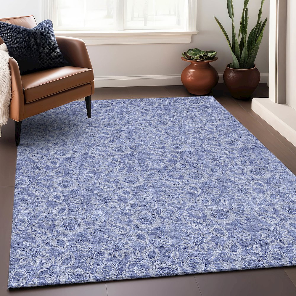 Premium Machine Washable Mayfield AMF662 Denim 2'6" x 3'10" Rug. Picture 6