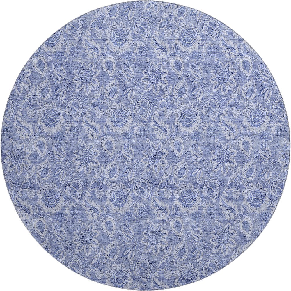 Premium Machine Washable Mayfield AMF662 Denim 8' x 8' Round Rug. Picture 1