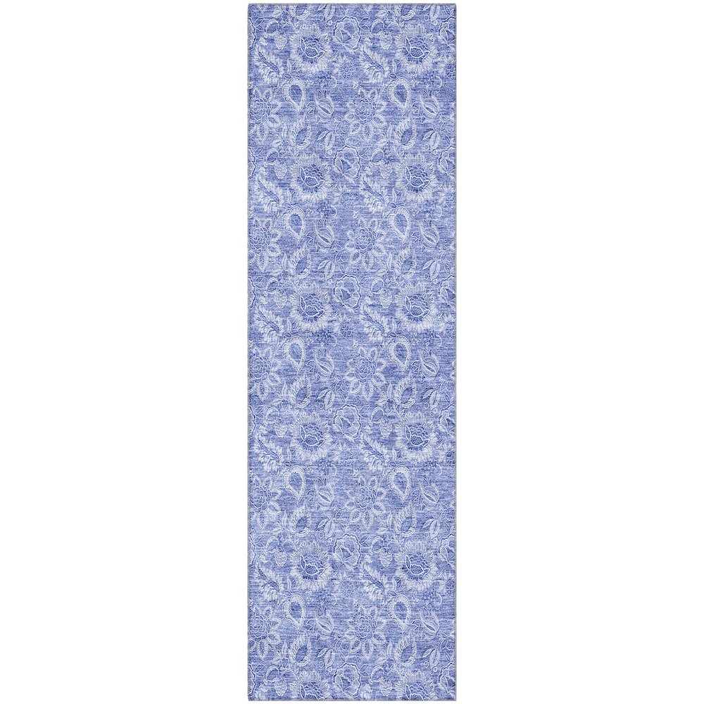 Premium Machine Washable Mayfield AMF662 Denim 2'3" x 7'6" Runner Rug. Picture 1