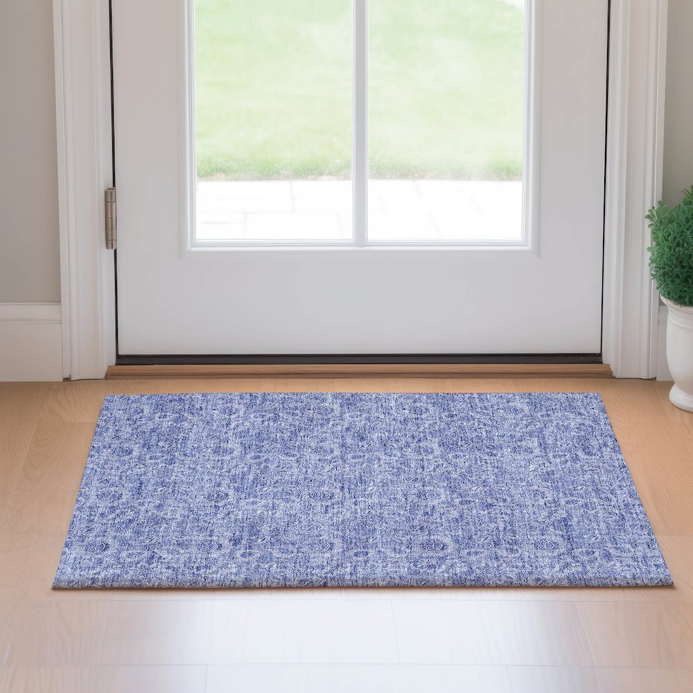 Premium Machine Washable Mayfield AMF662 Denim 1'8" x 2'6" Rug. Picture 5