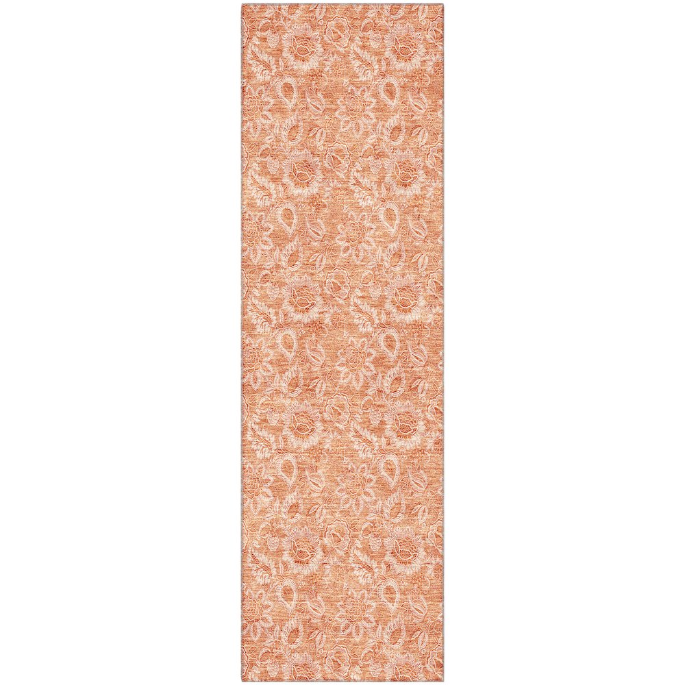 Premium Machine Washable Mayfield AMF662 Salmon 2'3" x 7'6" Runner Rug. Picture 1