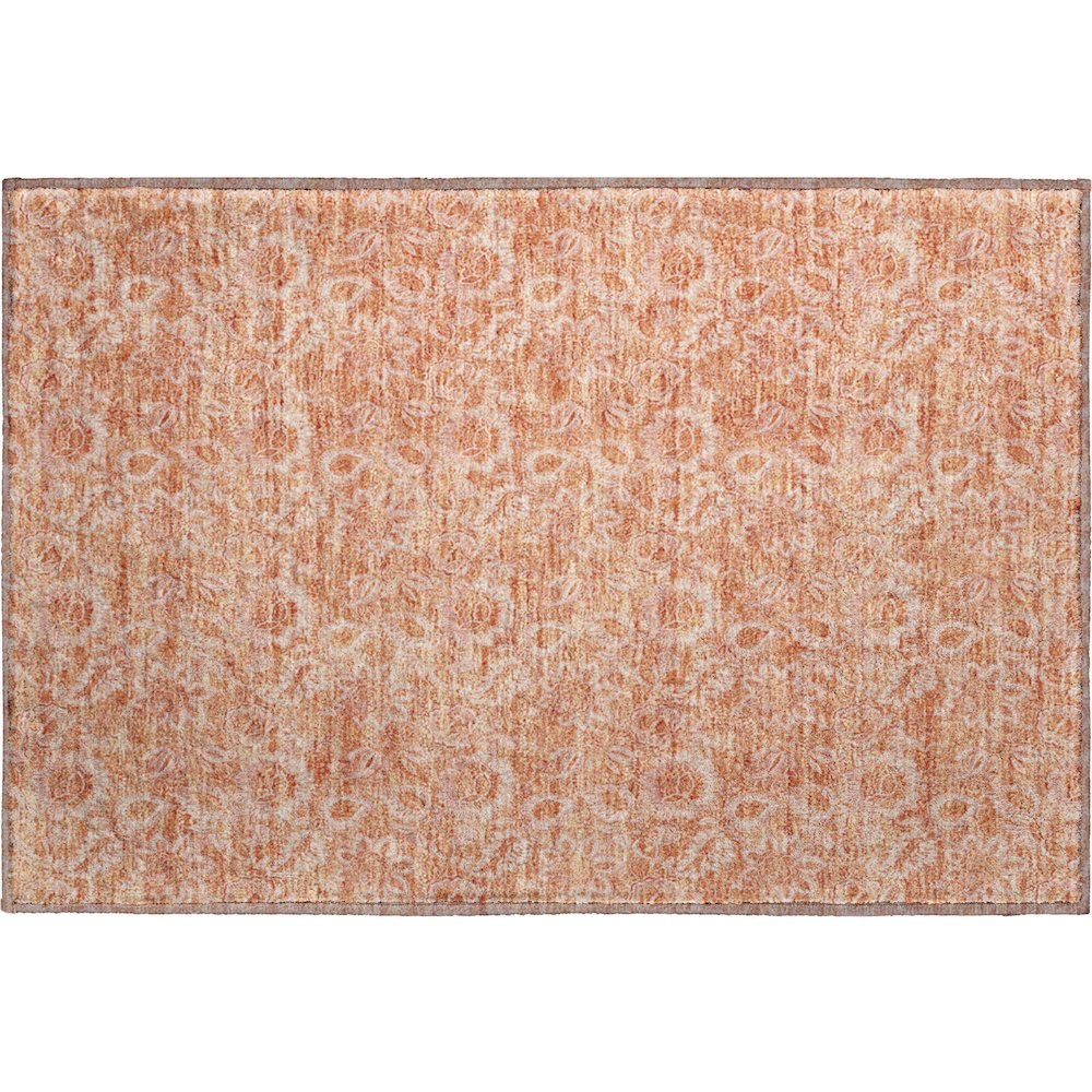 Premium Machine Washable Mayfield AMF662 Salmon 1'8" x 2'6" Rug. Picture 1