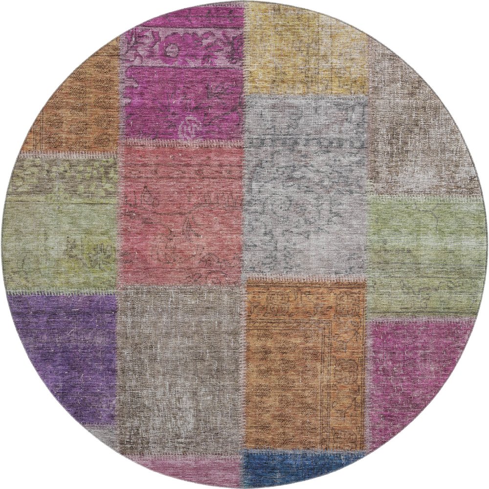 Premium Machine Washable Mayfield AMF663 Copper 8' x 8' Round Rug. Picture 1