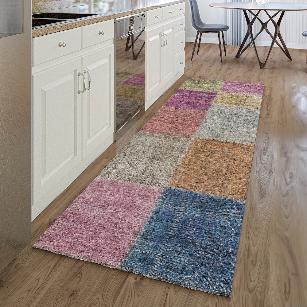 Premium Machine Washable Mayfield AMF663 Copper 2'3" x 7'6" Runner Rug. Picture 5