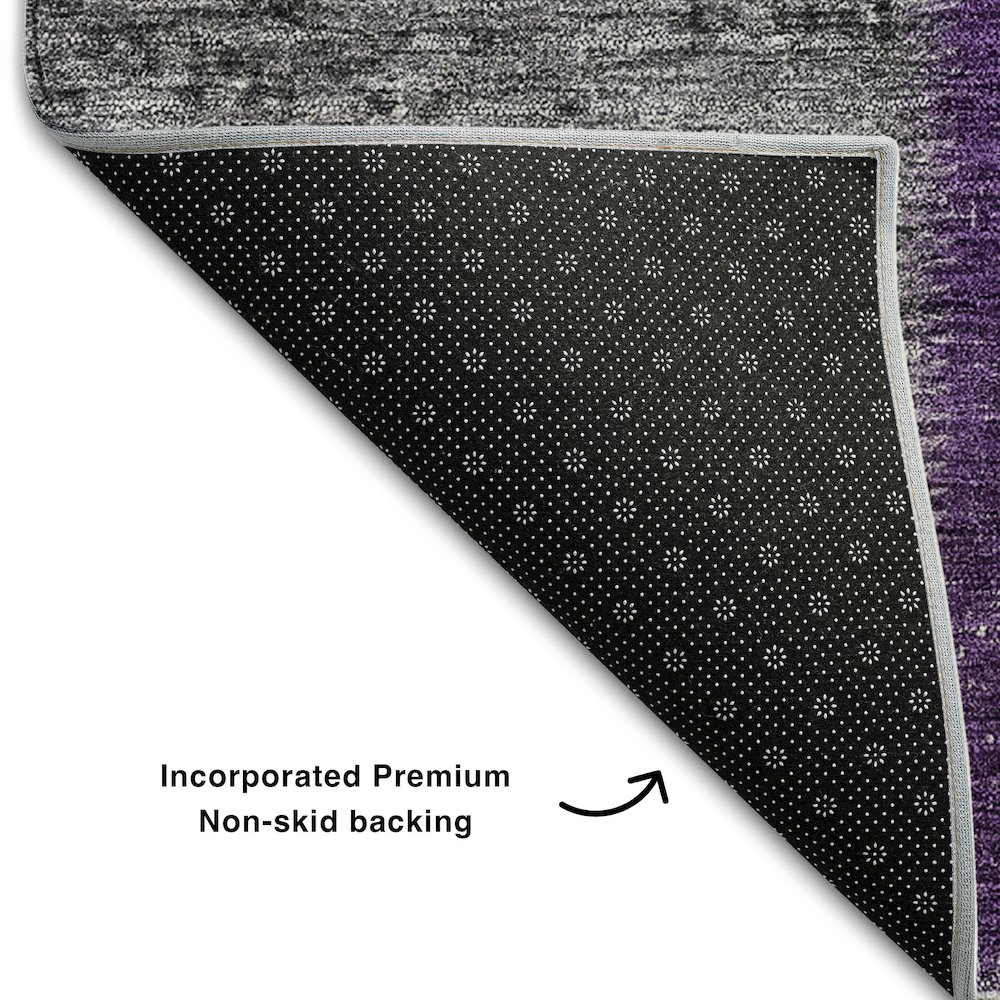 Premium Machine Washable Mayfield AMF663 Eggplant 1'8" x 2'6" Rug. Picture 2