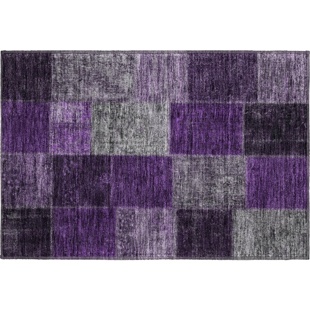 Premium Machine Washable Mayfield AMF663 Eggplant 1'8" x 2'6" Rug. Picture 1