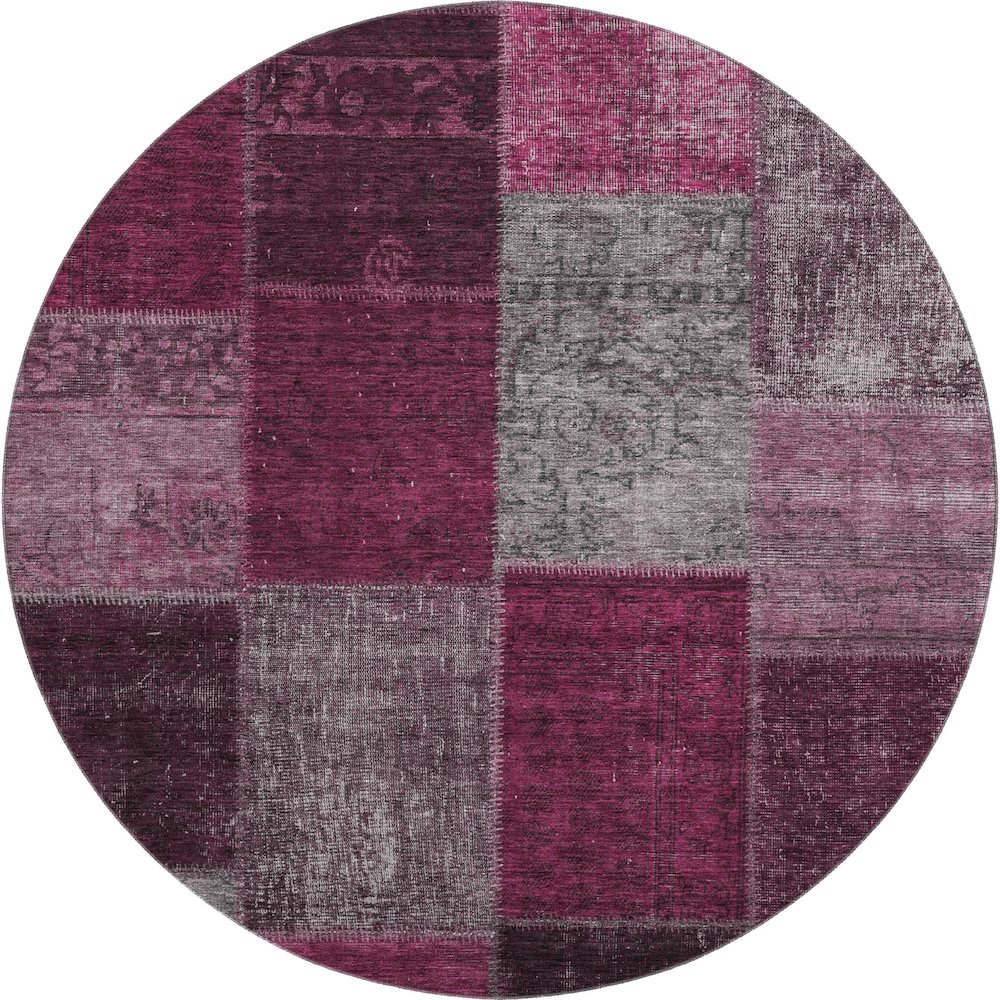 Premium Machine Washable Mayfield AMF663 Merlot 8' x 8' Round Rug. Picture 1
