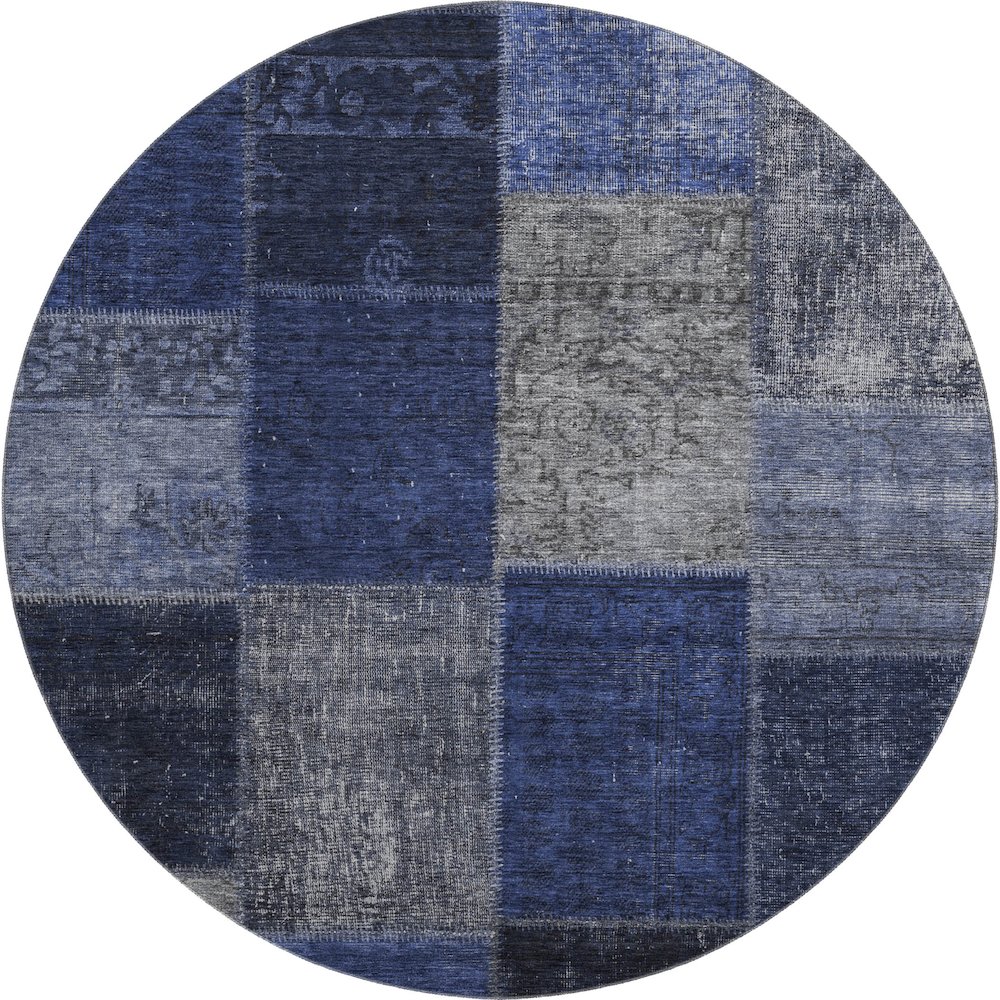 Premium Machine Washable Mayfield AMF663 Navy 8' x 8' Round Rug. Picture 1