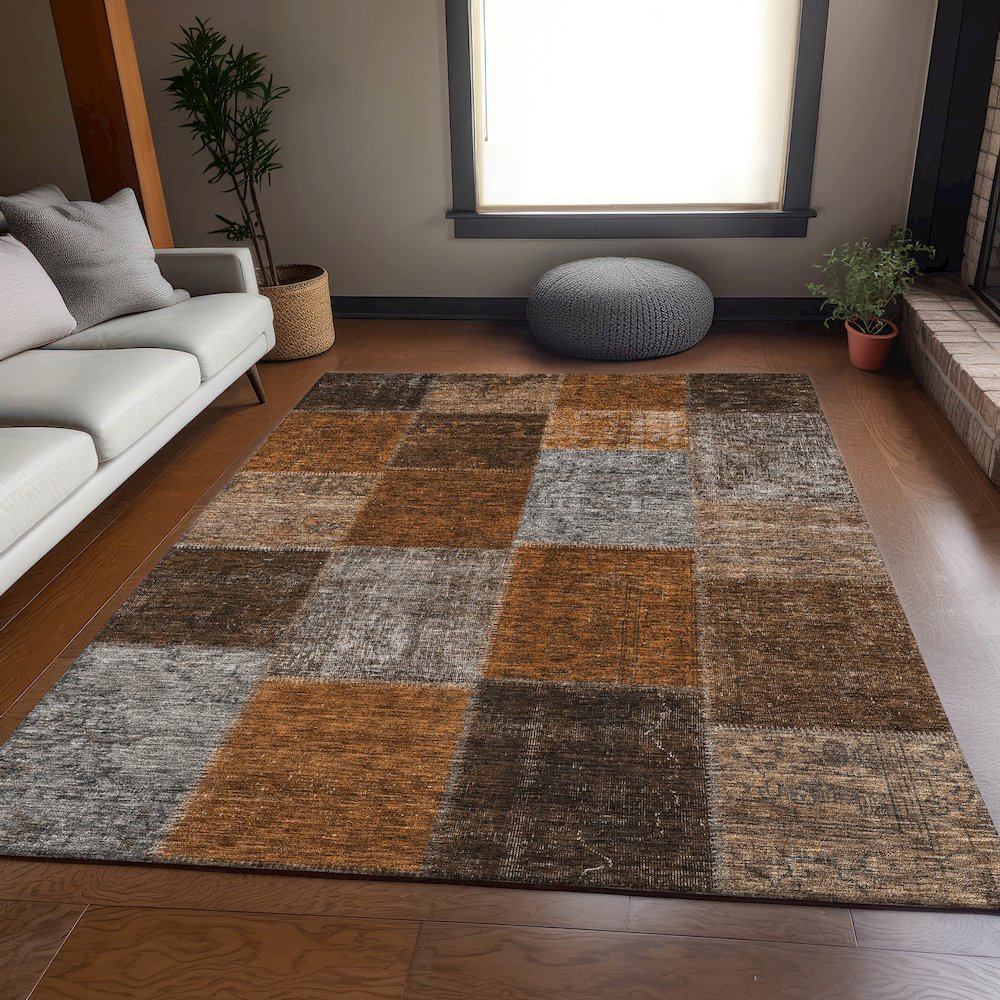 Premium Machine Washable Mayfield AMF663 Paprika 2'6" x 3'10" Rug. Picture 5