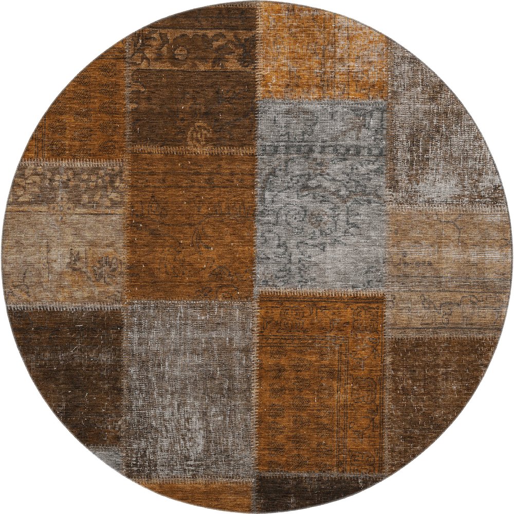 Premium Machine Washable Mayfield AMF663 Paprika 8' x 8' Round Rug. Picture 1