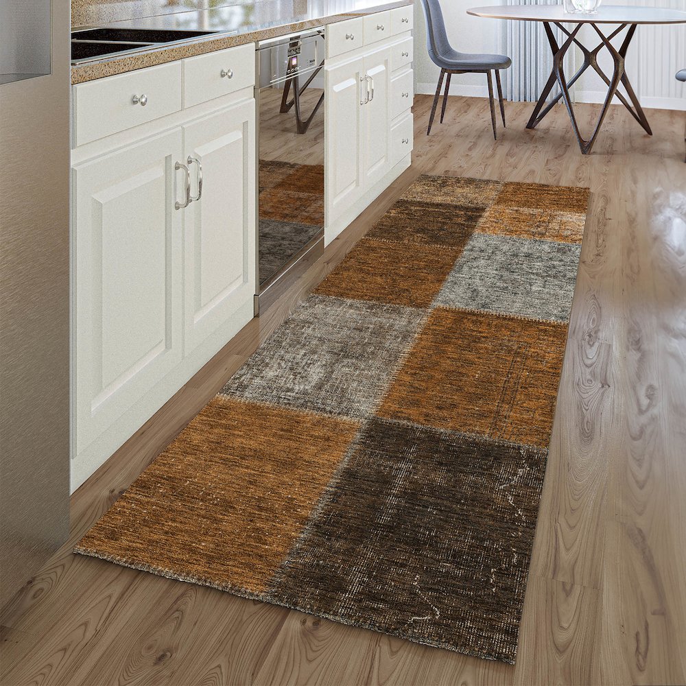 Premium Machine Washable Mayfield AMF663 Paprika 2'3" x 7'6" Runner Rug. Picture 5