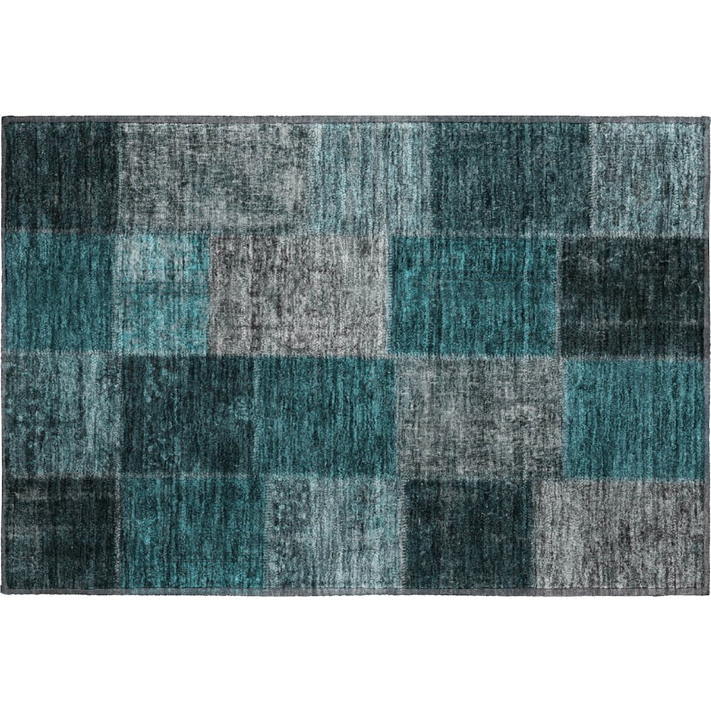 Premium Machine Washable Mayfield AMF663 Teal 1'8" x 2'6" Rug. Picture 1