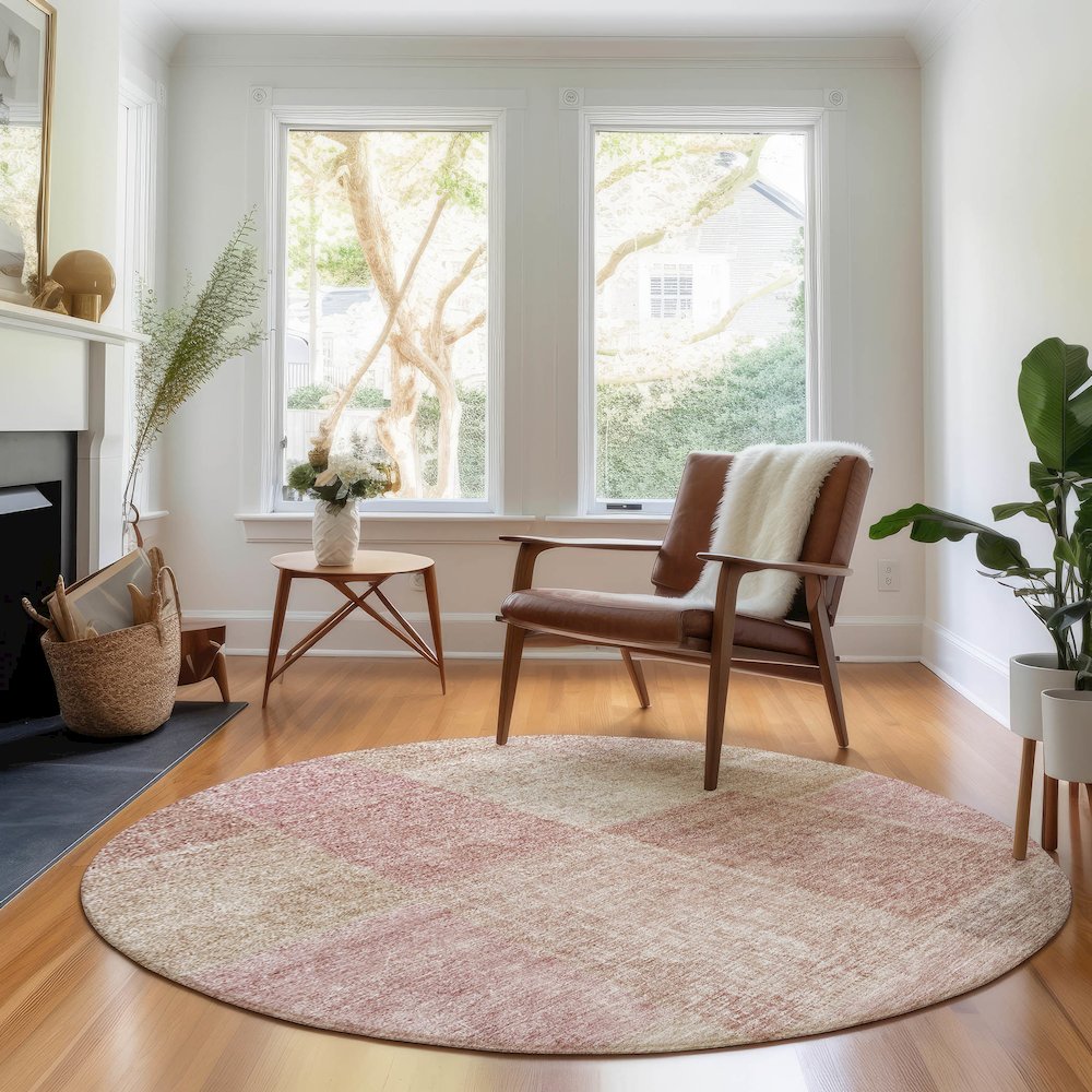 Premium Machine Washable Mayfield AMF664 Blush 8' x 8' Round Rug. Picture 5