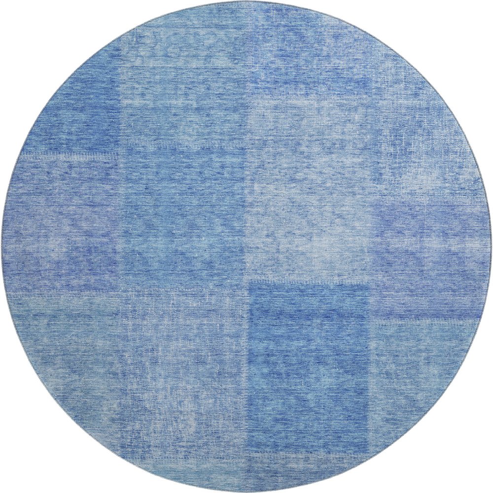 Premium Machine Washable Mayfield AMF664 Denim 8' x 8' Round Rug. Picture 1