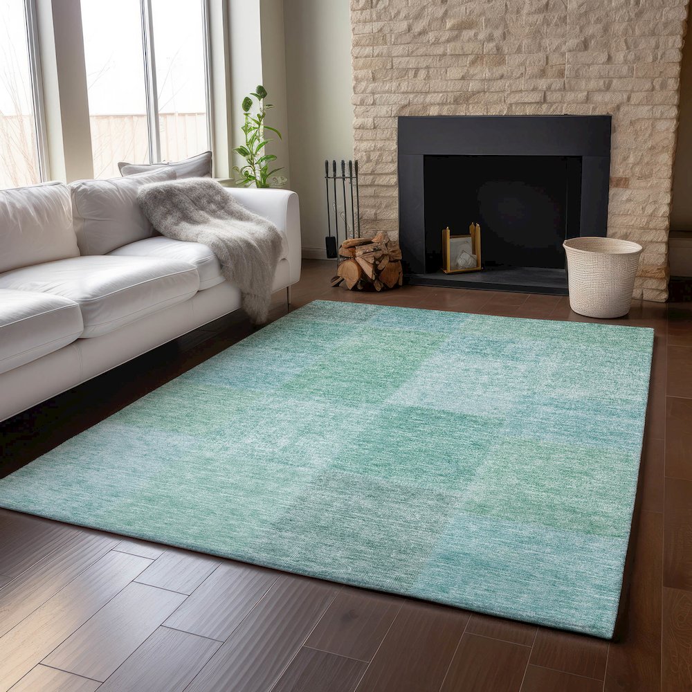 Premium Machine Washable Mayfield AMF664 Teal 2'6" x 3'10" Rug. Picture 6