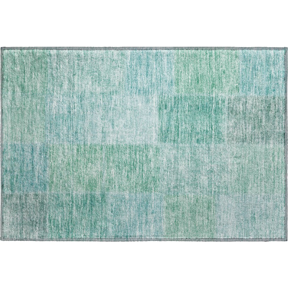 Premium Machine Washable Mayfield AMF664 Teal 1'8" x 2'6" Rug. Picture 1