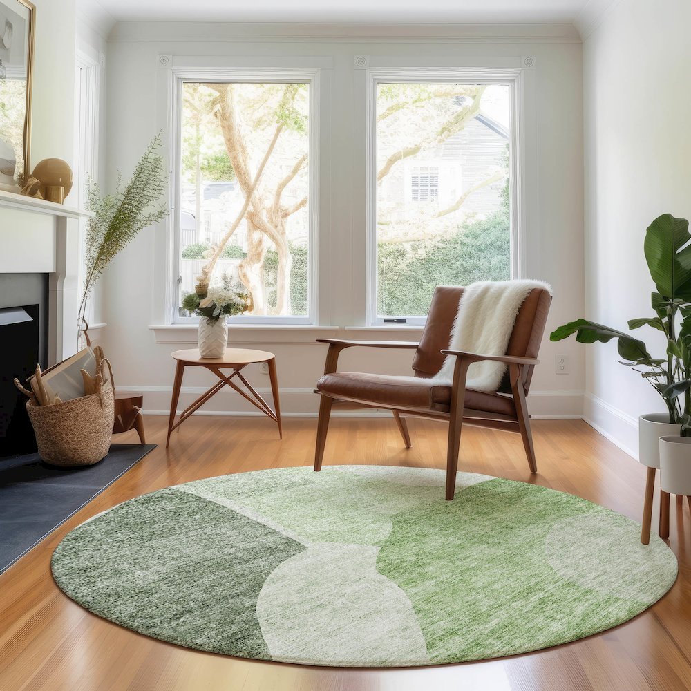 Premium Machine Washable Mayfield AMF665 Aloe 8' x 8' Round Rug. Picture 5