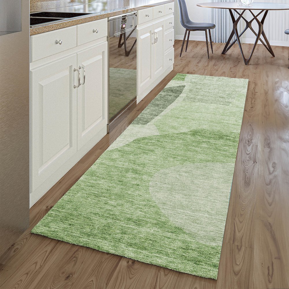 Premium Machine Washable Mayfield AMF665 Aloe 2'3" x 7'6" Runner Rug. Picture 5