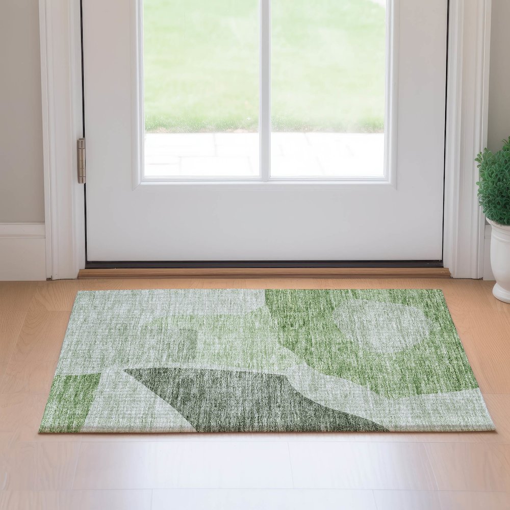 Premium Machine Washable Mayfield AMF665 Aloe 1'8" x 2'6" Rug. Picture 5
