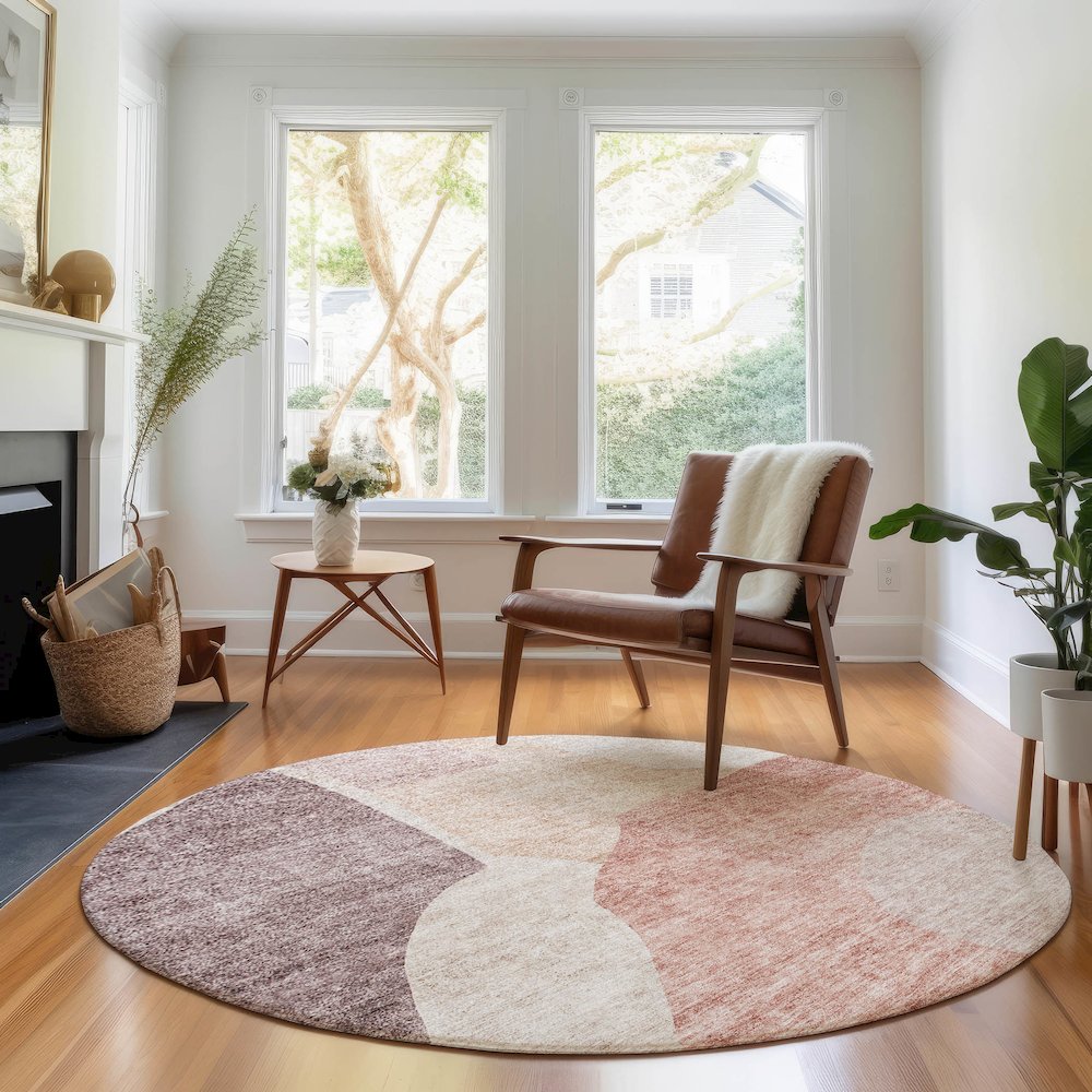 Premium Machine Washable Mayfield AMF665 Blush 8' x 8' Round Rug. Picture 5