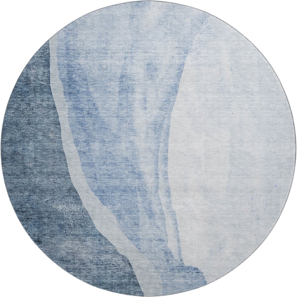 Premium Machine Washable Mayfield AMF667 Blue 8' x 8' Round Rug. Picture 1