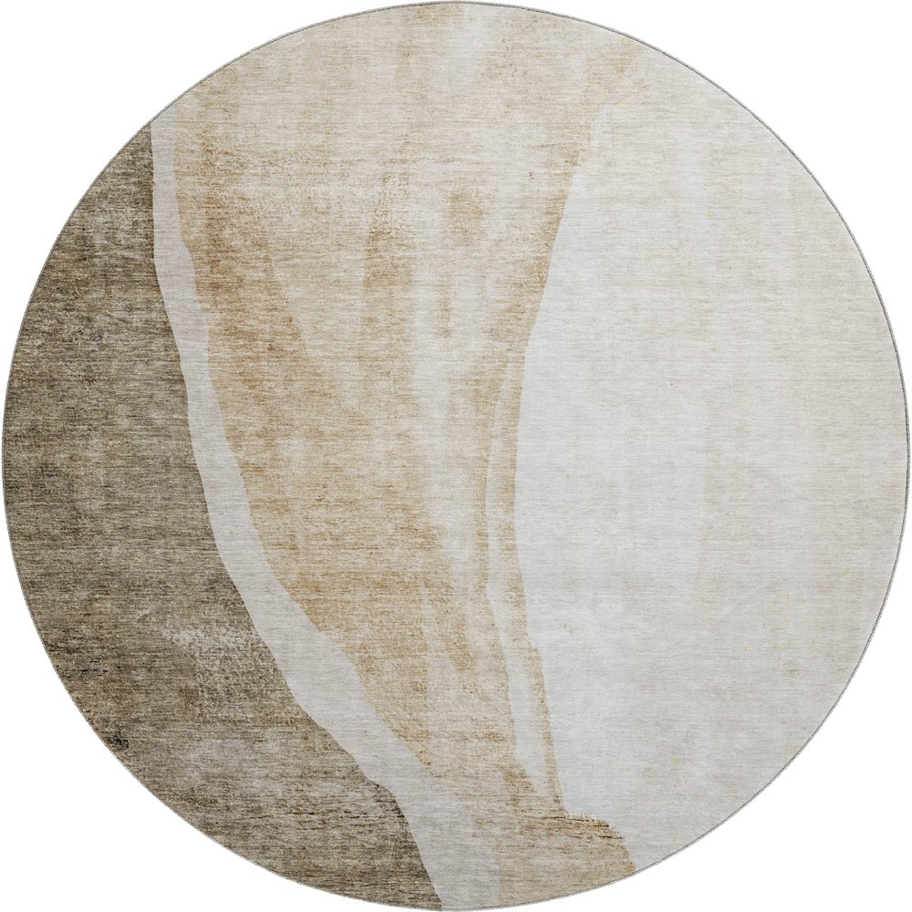 Premium Machine Washable Mayfield AMF667 Brown 8' x 8' Round Rug. Picture 1