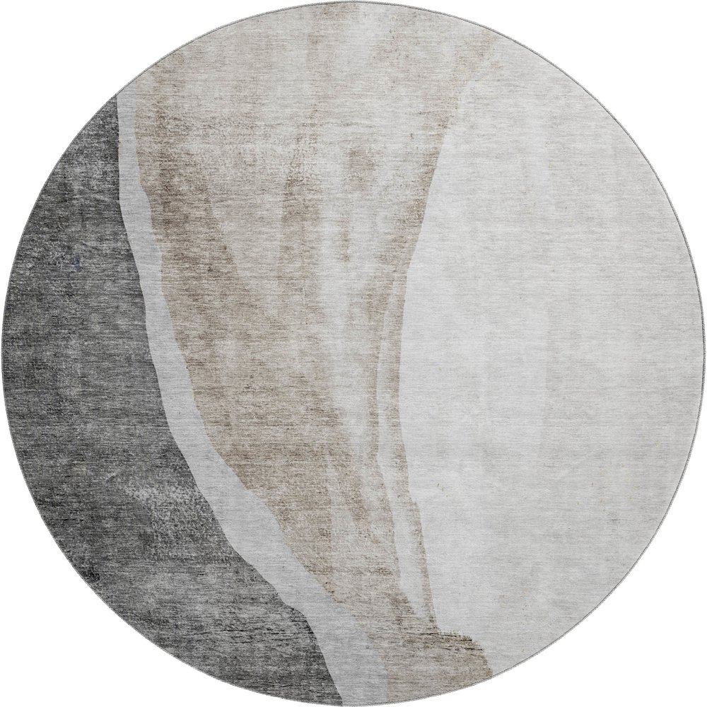 Premium Machine Washable Mayfield AMF667 Charcoal 8' x 8' Round Rug. Picture 1