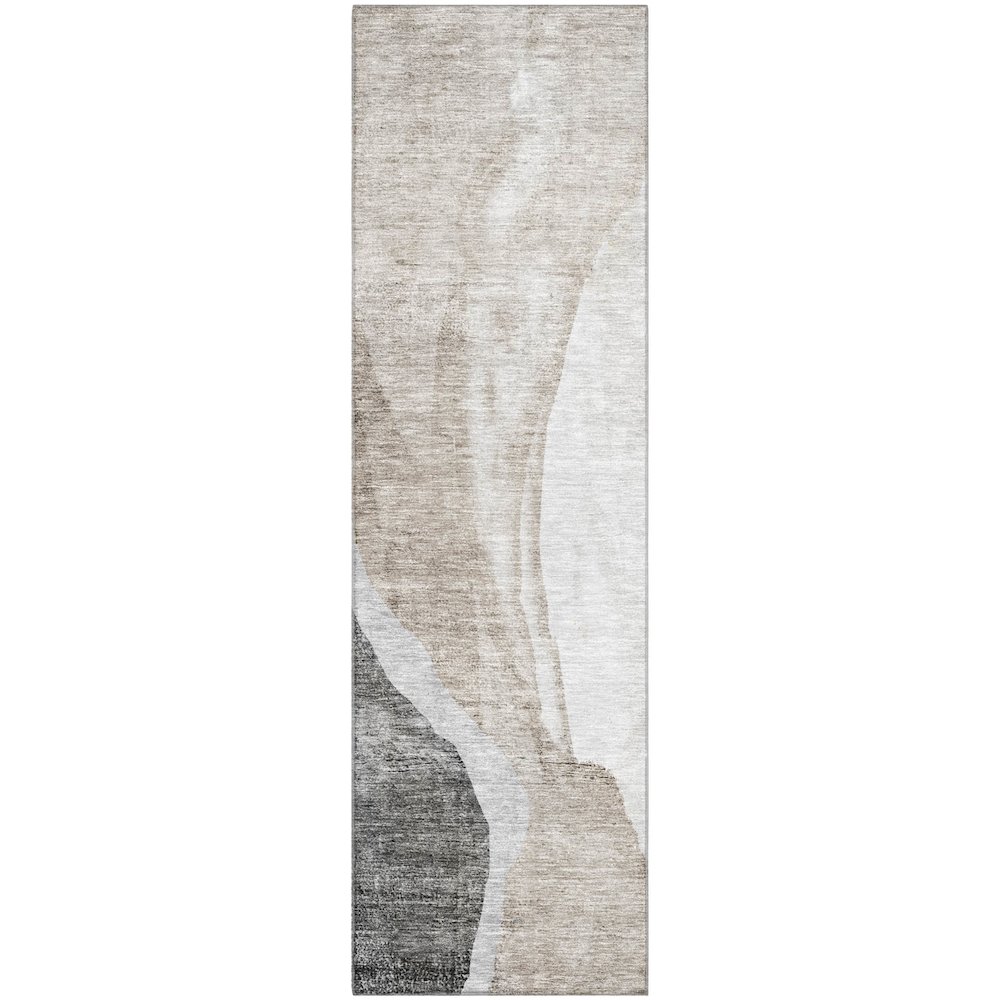 Premium Machine Washable Mayfield AMF667 Charcoal 2'3" x 7'6" Runner Rug. Picture 1