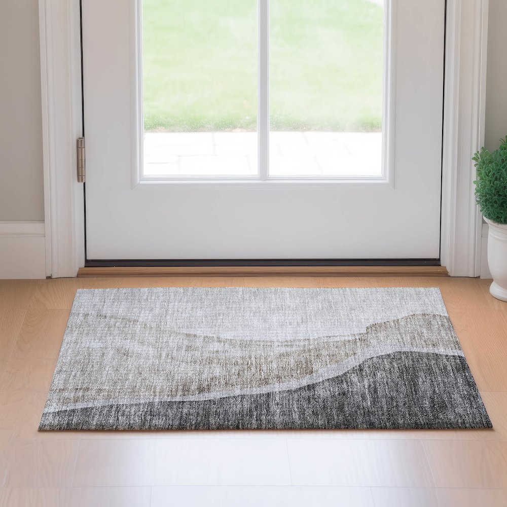 Premium Machine Washable Mayfield AMF667 Charcoal 1'8" x 2'6" Rug. Picture 5