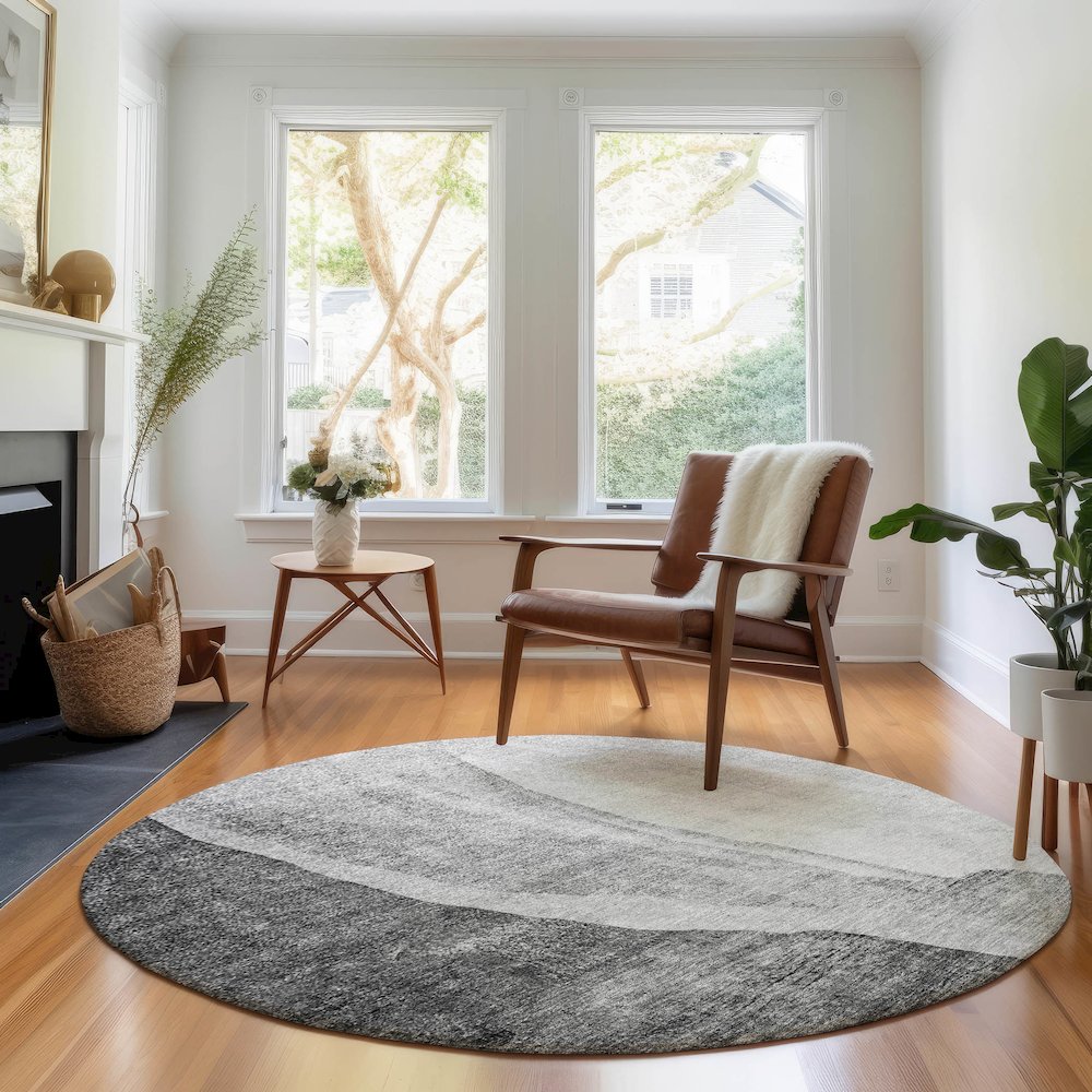 Premium Machine Washable Mayfield AMF667 Gray 8' x 8' Round Rug. Picture 5