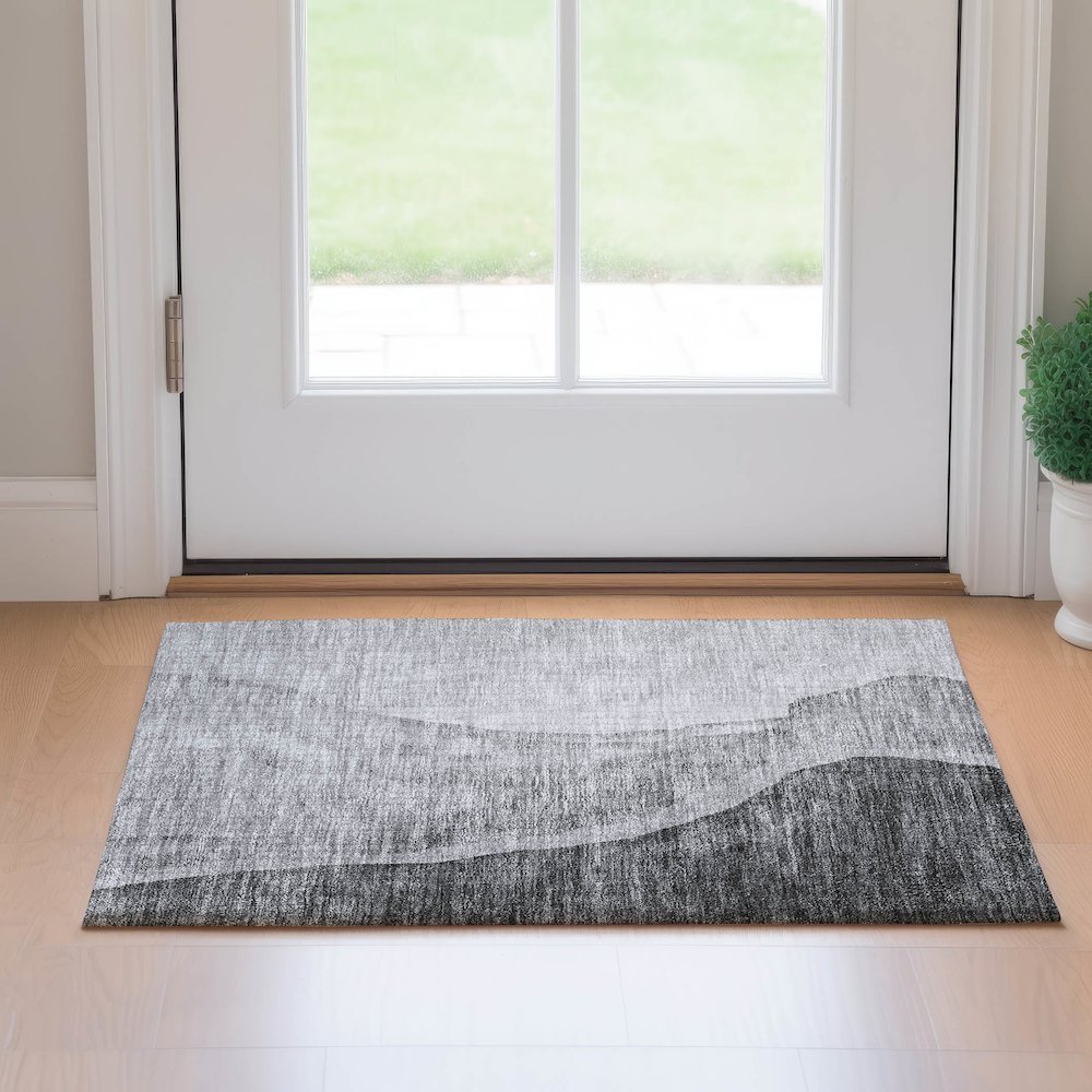 Premium Machine Washable Mayfield AMF667 Gray 1'8" x 2'6" Rug. Picture 5