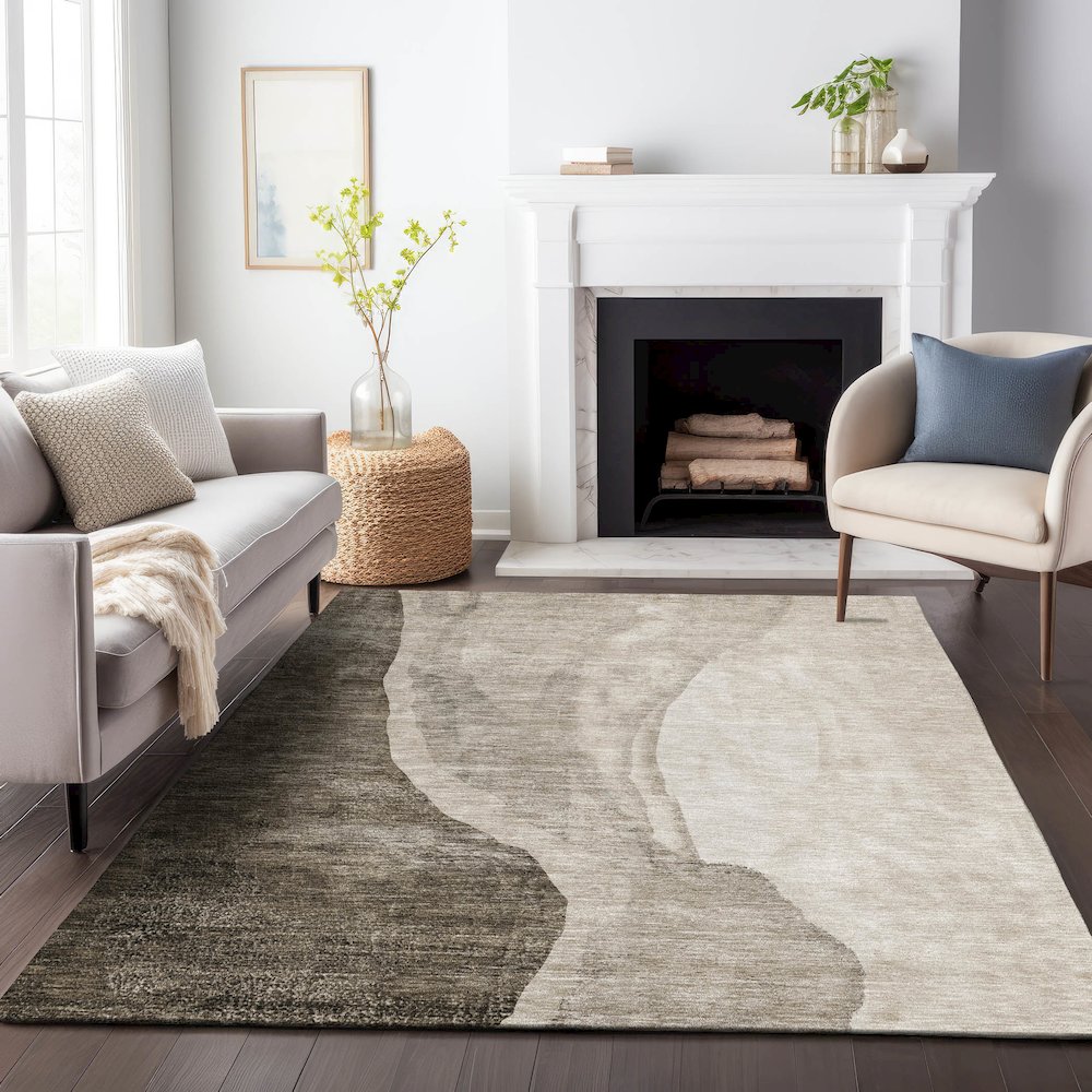Premium Machine Washable Mayfield AMF667 Taupe 2'6" x 3'10" Rug. Picture 5