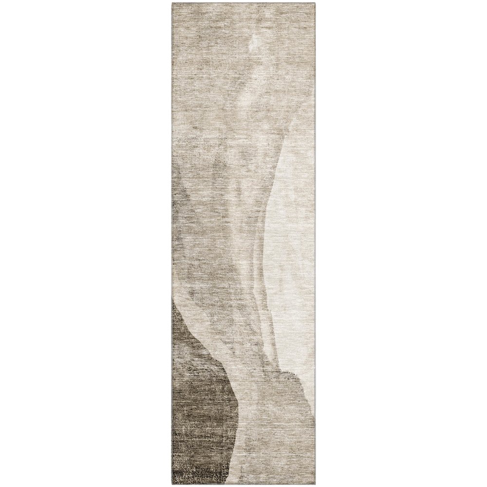 Premium Machine Washable Mayfield AMF667 Taupe 2'3" x 7'6" Runner Rug. Picture 1