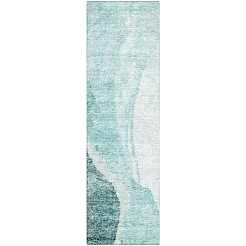 Premium Machine Washable Mayfield AMF667 Teal 2'3" x 7'6" Runner Rug. Picture 1