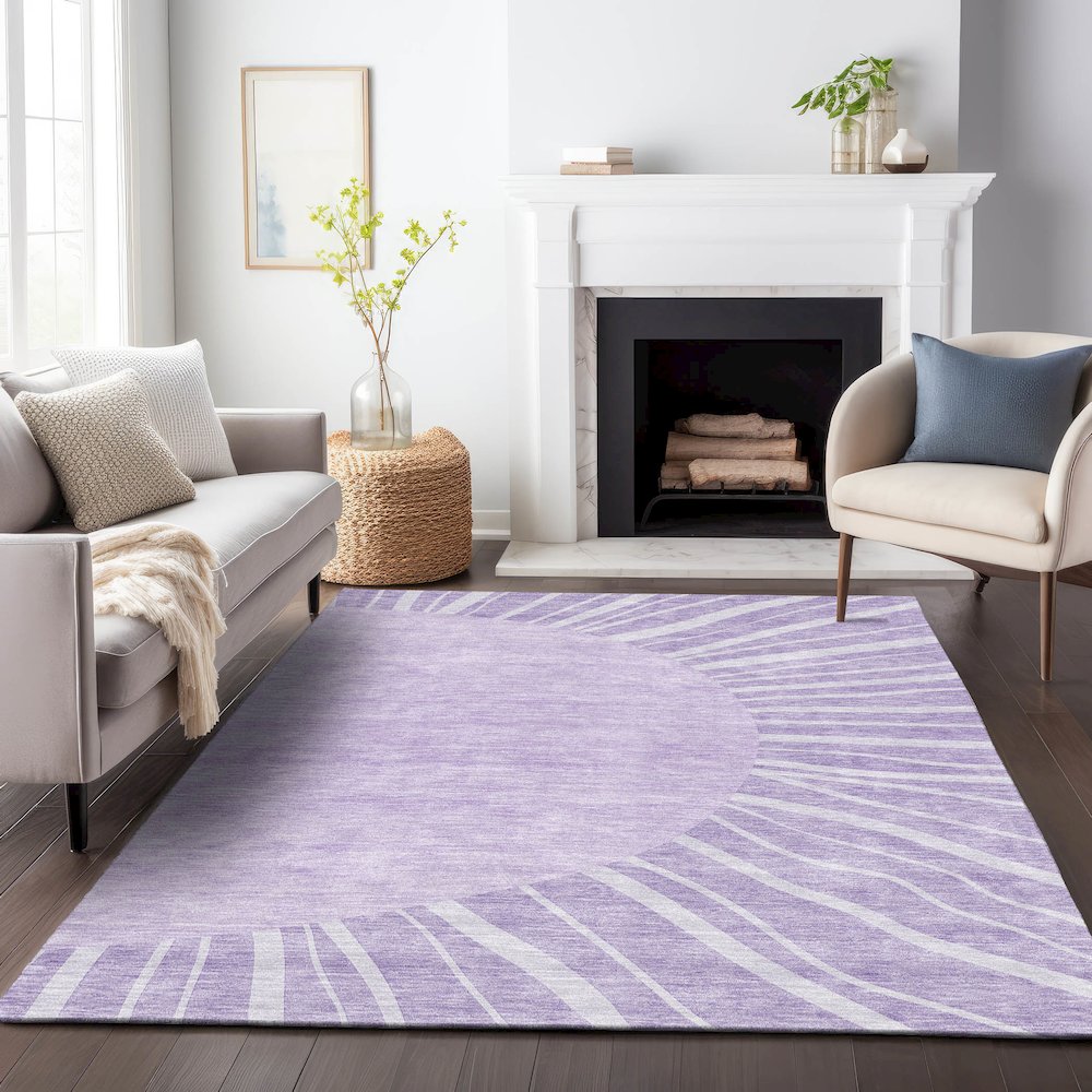 Premium Machine Washable Mayfield AMF668 Lavender 2'6" x 3'10" Rug. Picture 5