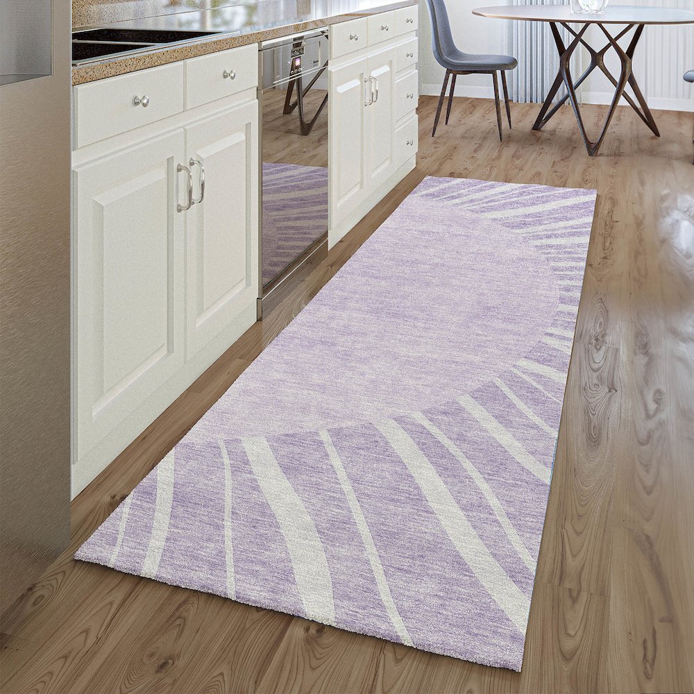 Premium Machine Washable Mayfield AMF668 Lavender 2'3" x 7'6" Runner Rug. Picture 5