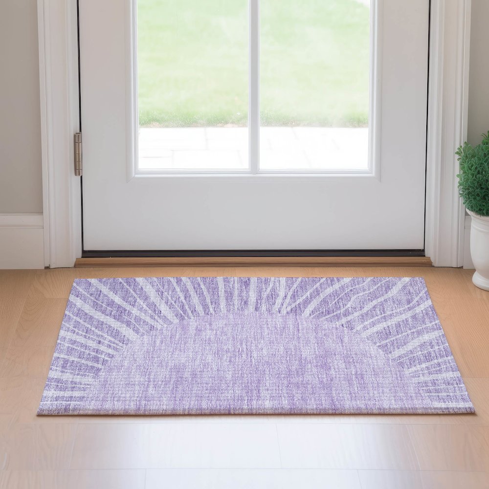 Premium Machine Washable Mayfield AMF668 Lavender 1'8" x 2'6" Rug. Picture 5