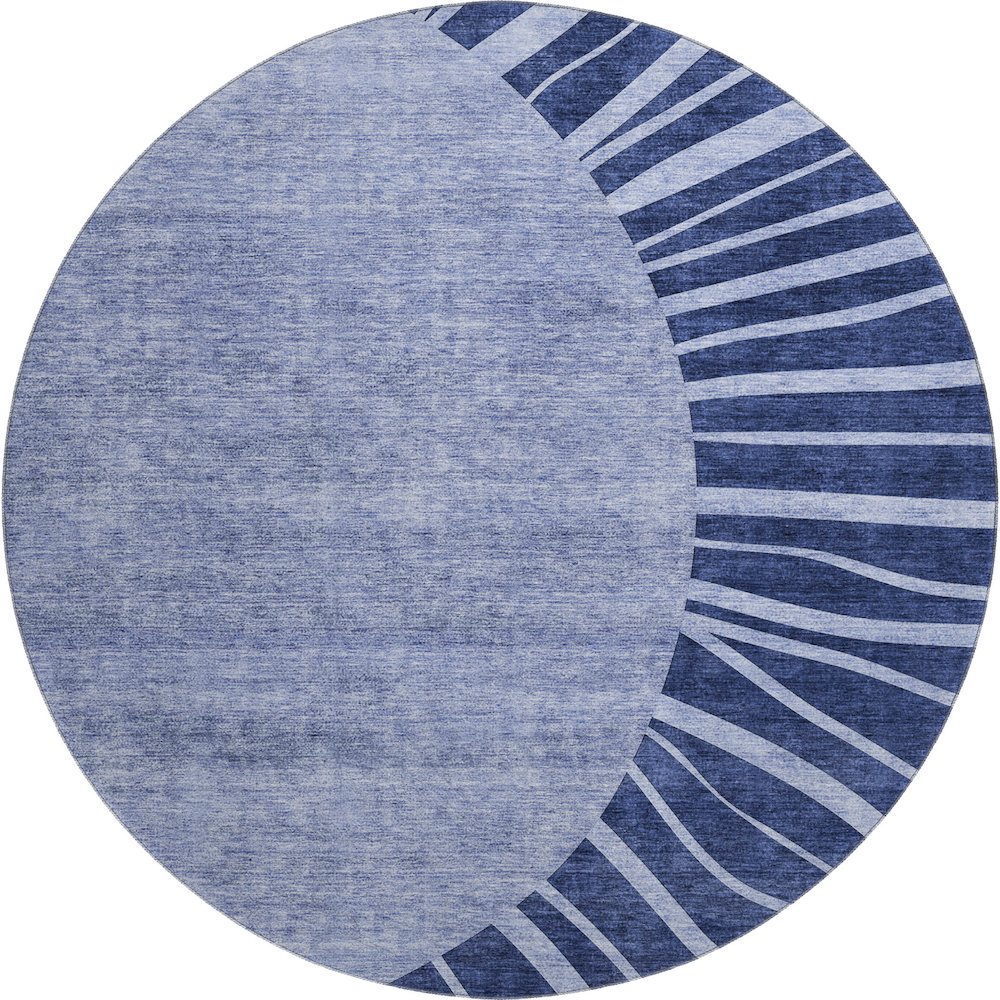 Premium Machine Washable Mayfield AMF668 Navy 8' x 8' Round Rug. Picture 1
