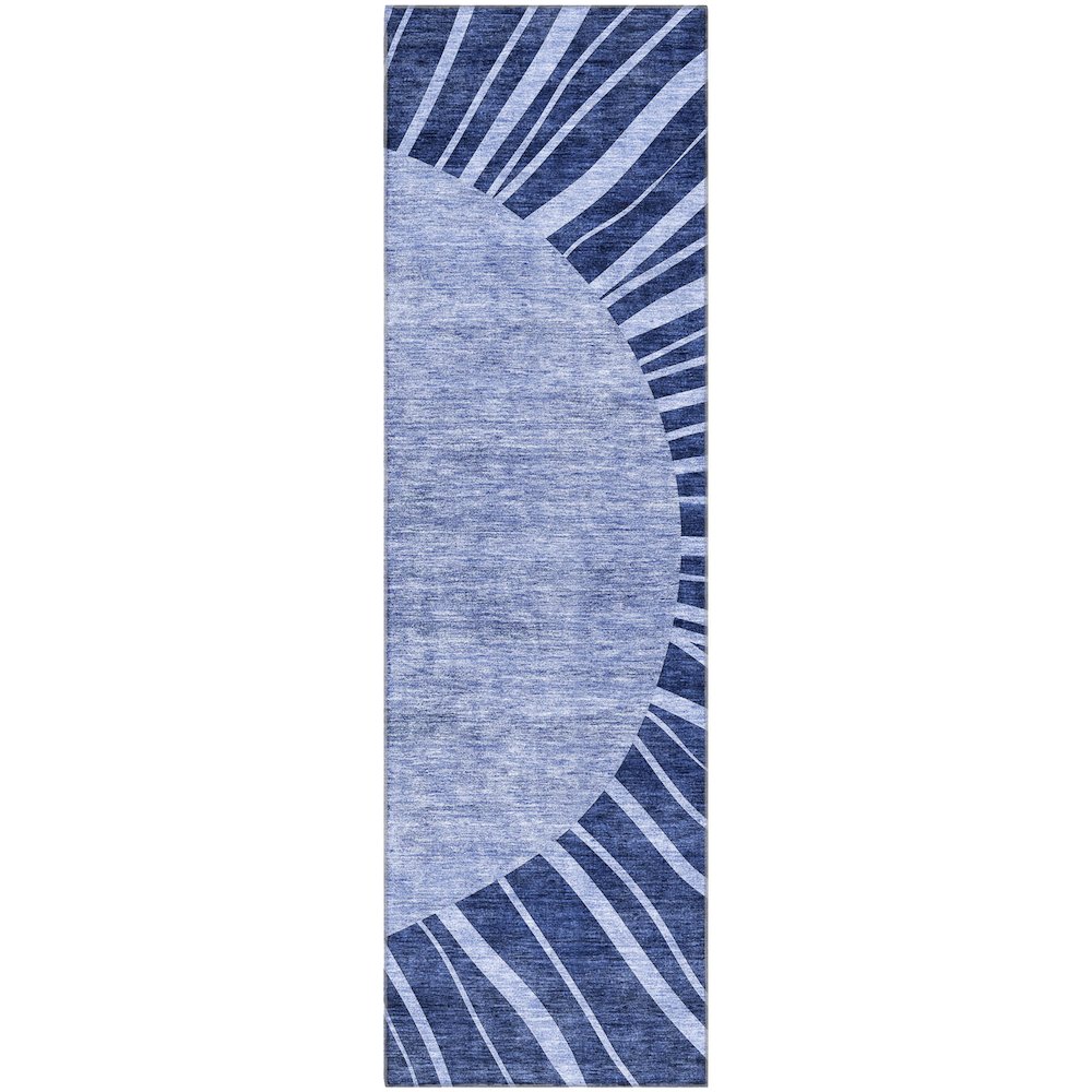 Premium Machine Washable Mayfield AMF668 Navy 2'3" x 7'6" Runner Rug. Picture 1
