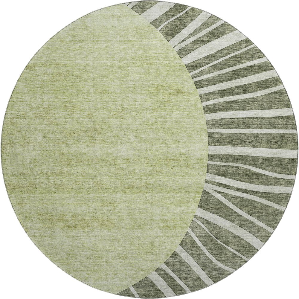 Premium Machine Washable Mayfield AMF668 Olive 8' x 8' Round Rug. Picture 1