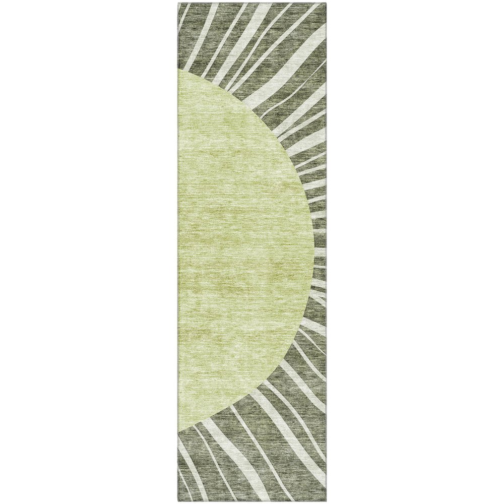Premium Machine Washable Mayfield AMF668 Olive 2'3" x 7'6" Runner Rug. Picture 1