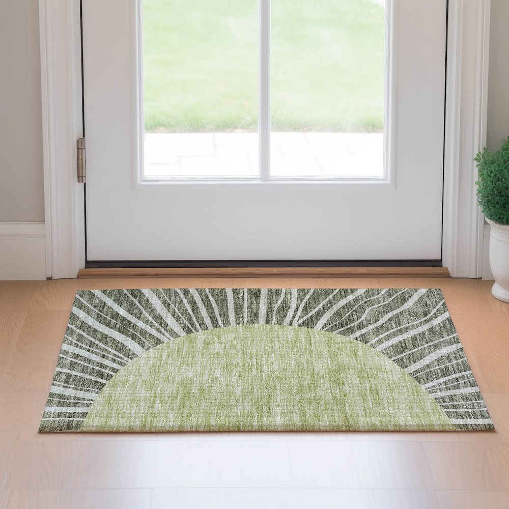 Premium Machine Washable Mayfield AMF668 Olive 1'8" x 2'6" Rug. Picture 5